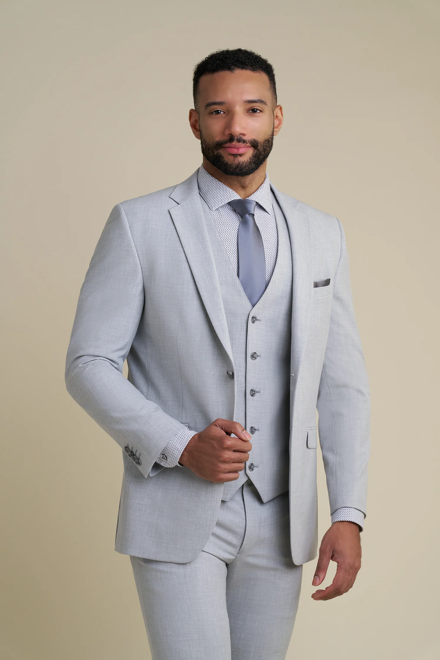 Light Gray Notch Lapel Suit - Image 3