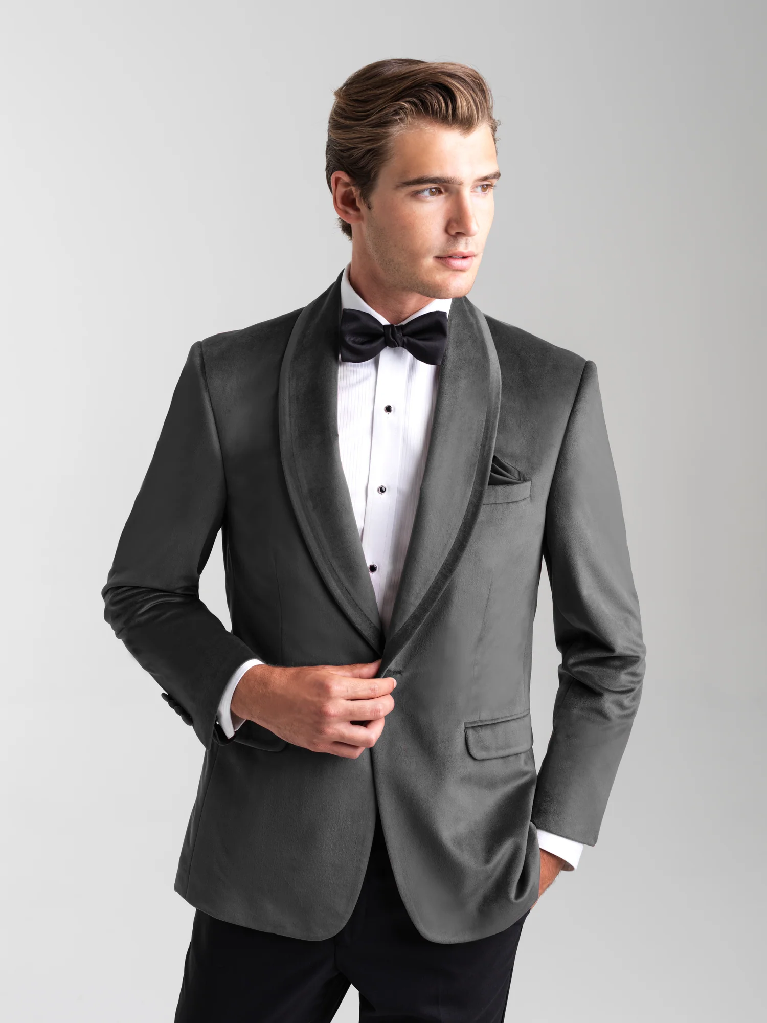 Silver Gray Shawl Lapel Jacket - Image 7